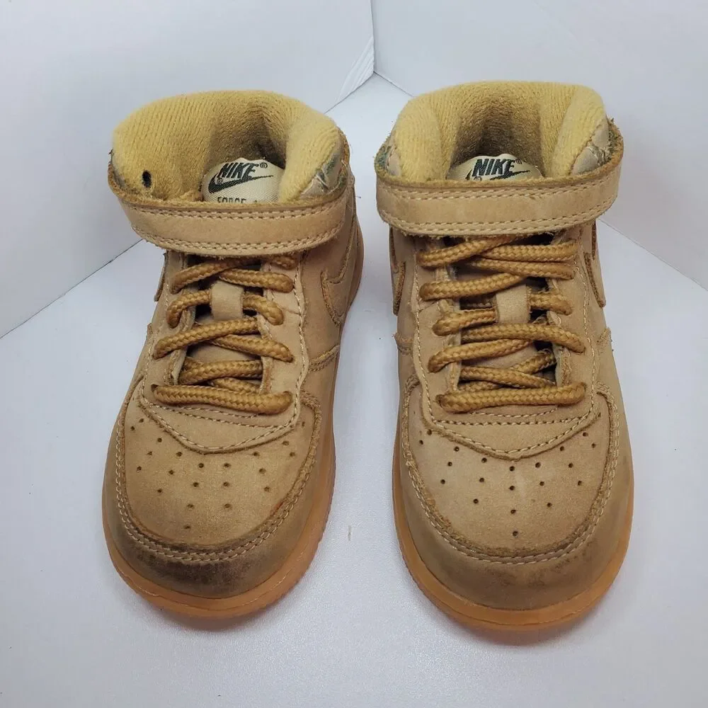 NIKE AIR FORCE ONE Kids 2017 Khaki/Tan Hi-Top Sneakers Sz 6C (Baby 16-24 Months)